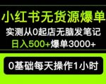 小红书无货源爆单实测从0起店无脑发笔记爆单3000+长期项目可多店