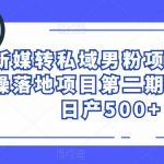 新媒转私域男粉项目，实操落地项目第二期，单号日产500+