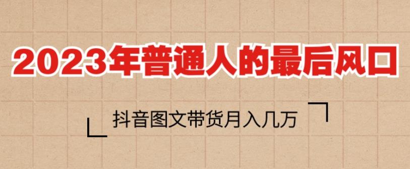 2023年普通人的最后风口，抖音图文带货月入几万，只需一部手机即可操作