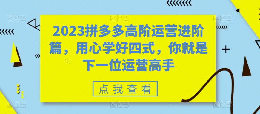 2023拼多多高阶运营进阶篇，用心学好四式，你就是下一位运营高手