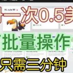 国外项目注册一次0.5美金，只需三分钟无脑操作，可批量同时放大操作，小白工作室福利【揭秘】