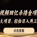 短视频回忆杀撸金项目，长久项目，轻松日入两三张【揭秘】