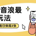 黑屏撸音浪最新玩法，双重变现，每日保底2张【揭秘】