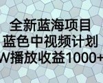 全新蓝海项目，蓝色中视频计划，1W播放量1000+【揭秘】