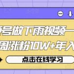 视频号做下雨视频一个账号一周涨粉10W+年入100w【揭秘】