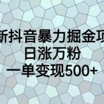 最新抖音暴力掘金项目，日涨万粉，一单变现500+【揭秘】