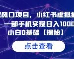 7月必做风口项目，小红书虚拟掘金，一单50元，一部手机实现日入1000+，适合小白0基础【揭秘】