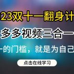 2023双十一翻身计划，多多视频带货三合一玩法教程【揭秘】