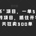 新“小红书”项目，一单5/10元，0成本搬砖项目，抓住开学季，一天狂卖300单【揭秘】