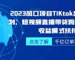 2023风口项目TikTok出海掘金计划，短视频直播带货跨境电商，多收益模式扶持