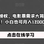 抖音电影票免费授权，电影票需求大简单操作，只要勤快！小白也可月入12000+【揭秘】