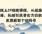 国学玄学线上IP陪跑课程，从拍摄、剪辑、运营、直播、私域引流等全方位教学，快速发展数百个矩阵号