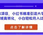 0成本项目，小红书精准引流大学生，私域高转化，小白轻松月入过万【揭秘】