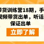 短视频带货训练营18期，手把手教你做短视频带货出单，听话照做，保证出单