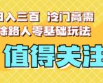 最新日入三百，冷门高需求消除路人零基础玩法【揭秘】