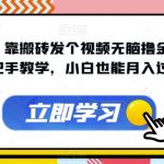 暴力变现！靠搬砖发个视频无脑撸金2000+！手把手教学，小白也能月入过万【揭秘】