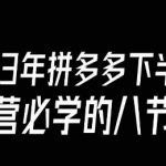 大牙·23年下半年拼多多运营必学的八节课（18节完整）