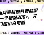 靠搬运外网素材做抖音助眠赛道，一个视频200+，无门槛小白可做【揭秘】