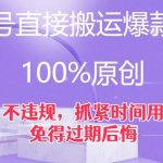 视频号直接搬运爆款素材，100%原创，不违规，抓紧时间用，免得过期后悔【揭秘】