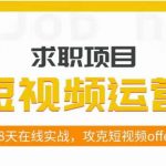 短视频运营求职实操项目，28天在线实战，攻克短视频offer