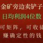 金矿旁边卖铲子，赚确定性的钱，可矩阵，可收徒，日均利润4位数【揭秘】