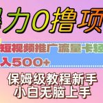 暴力0撸项目：短视频推广流量卡轻松日入500+，保姆级教程新手小白无脑上手【揭秘】