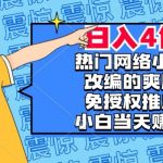 热门网络小说改编的爽剧，免授权推广，新人当天就能赚钱，日入4位数【揭秘】