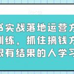 小红书实战落地运营方法，系统训练，抓住搞钱方向，跟有结果的人学习