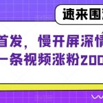 全网首发，慢开屏深情玩法，一条视频涨粉2000+【揭秘】