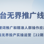 万相台无界推广线上课关键词推广和精准人群操作应用，提高无界投产实操运营【22期】