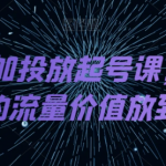 DOU+抖加投放起号课，帮你把账号的流量价值放到更大