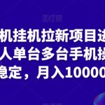 苹果手机挂机拉新项目进阶版模式，单人单台多台手机操作长期稳定，月入10000+【揭秘】