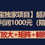 【淘宝独家项目】超高利润：每单利润1000元【揭秘】