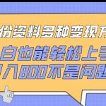 一份资料多种变现方式，小白也能轻松上手，日入800不是问题【揭秘】