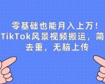 零基础也能月入上w，TikTok风景视频搬运，简单去重，无脑上传【揭秘】