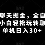 利用AI聊天掘金，全自动聊天挂JI，小白轻松玩转聊天项目 单机日入30+【揭秘】