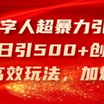 AI数字人超暴力引流法，极速日引500+创业粉，最新高效玩法，加爆微信【揭秘】