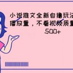 小说推文全新自撸玩法，不看播放量，不看视频质量，每天500+【揭秘】