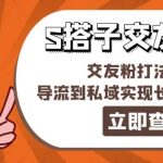 某收费888-S搭子交友引流，交友粉打法 sop，导流到私域实现长期稳定盈利